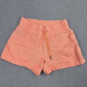 Athleta‎ Women's Size 4 Cabo Linen Shorts Drawstring 4" Inseam Peach Pull On